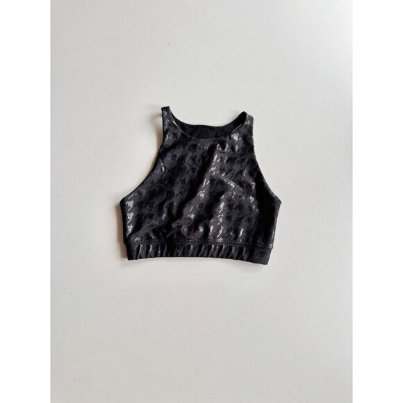 PELOTON Show Up Black Houndstooth High Neck Racerback Sports Bra Top, Size S - Picture 1 of 9